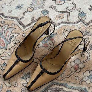 Joan & David Tan and Black Slingback Heels